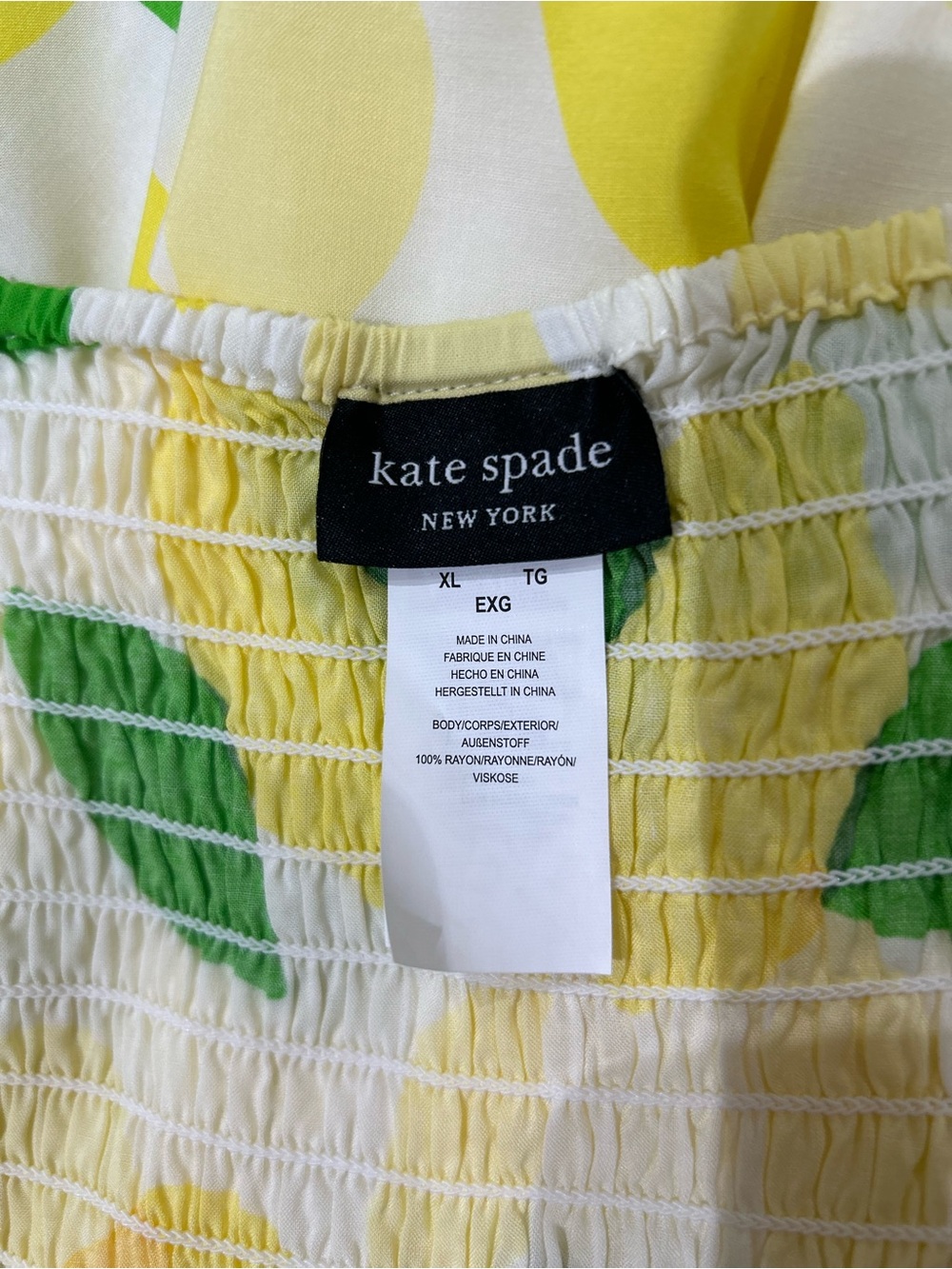 Kate Spade New York Lemon Print Romper Swim Coverup Size XL NWT Playful Beach - Picture 4 of 11